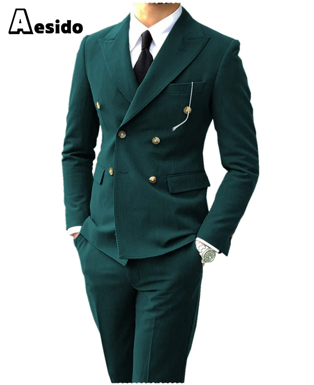 Men's Suit Peak Lapel Double Breasts Jacket (Blazer Pants)