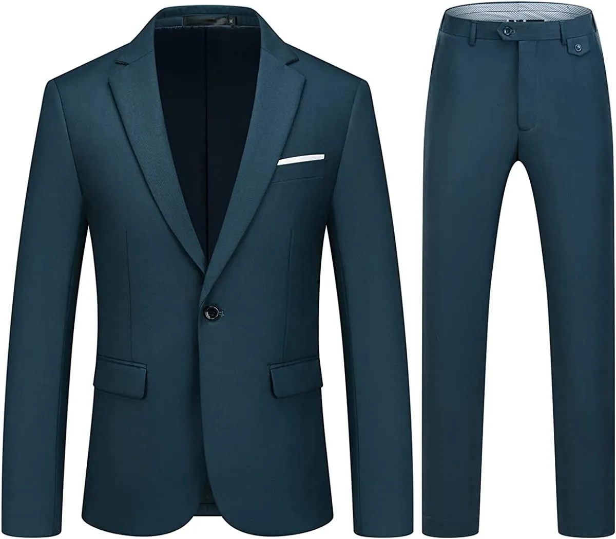 Mens Suits 2 Piece Slim Fit Casual One Button Solid Suits