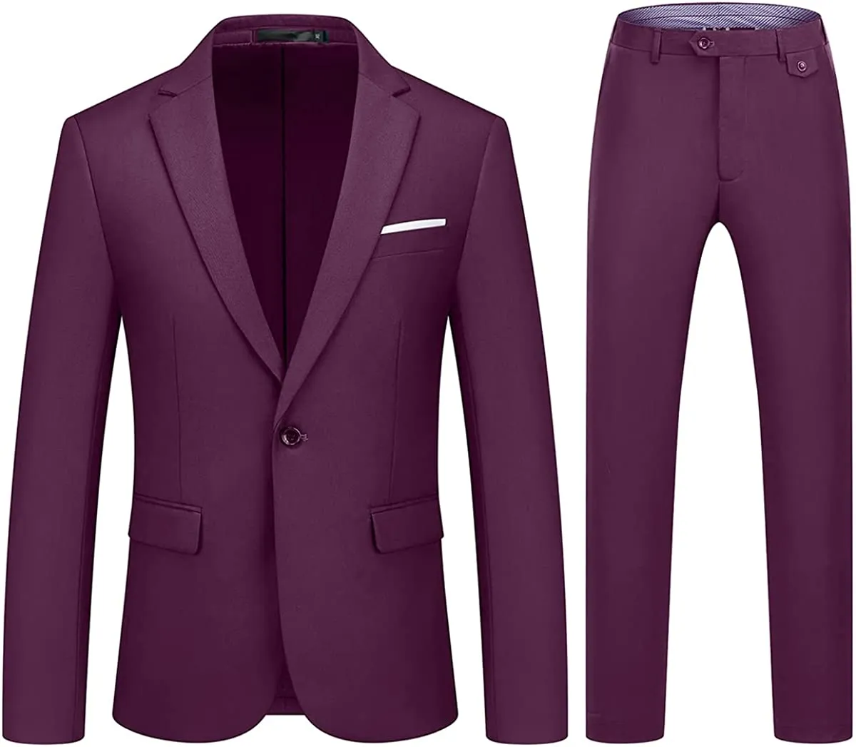 Mens Suits 2 Piece Slim Fit Casual One Button Solid Suits