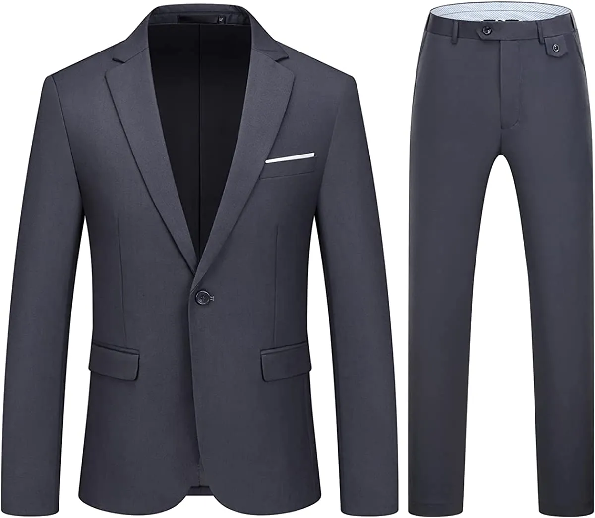 Mens Suits 2 Piece Slim Fit Casual One Button Solid Suits