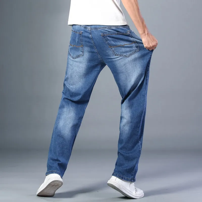 Men's Summer Thin Straight-leg Loose Jeans Classic Style Advanced Stretch Baggy Pants - MJN0055