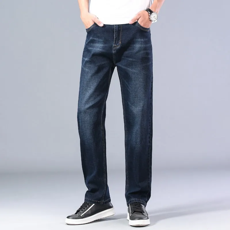 Men's Summer Thin Straight-leg Loose Jeans Classic Style Advanced Stretch Baggy Pants - MJN0055