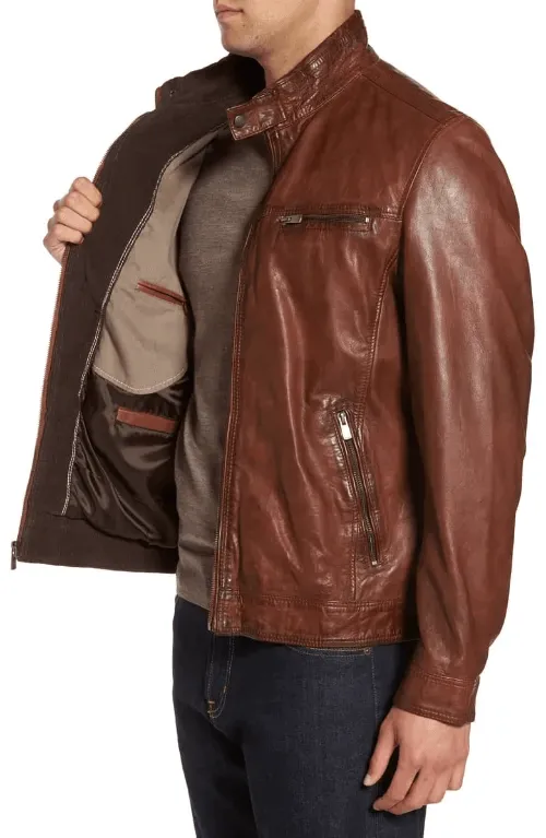 Mens Tan Brown Leather Jacket