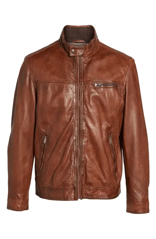 Mens Tan Brown Leather Jacket