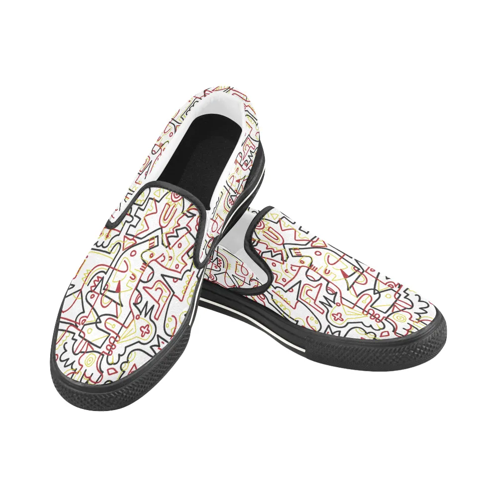 Men's Tangled Doodle Print Canvas Slip-on Shoes