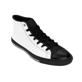 Men's White High Top Sneakers, Solid Color Premium Quality Sneakers Running Shoes (US Size: 6-14)