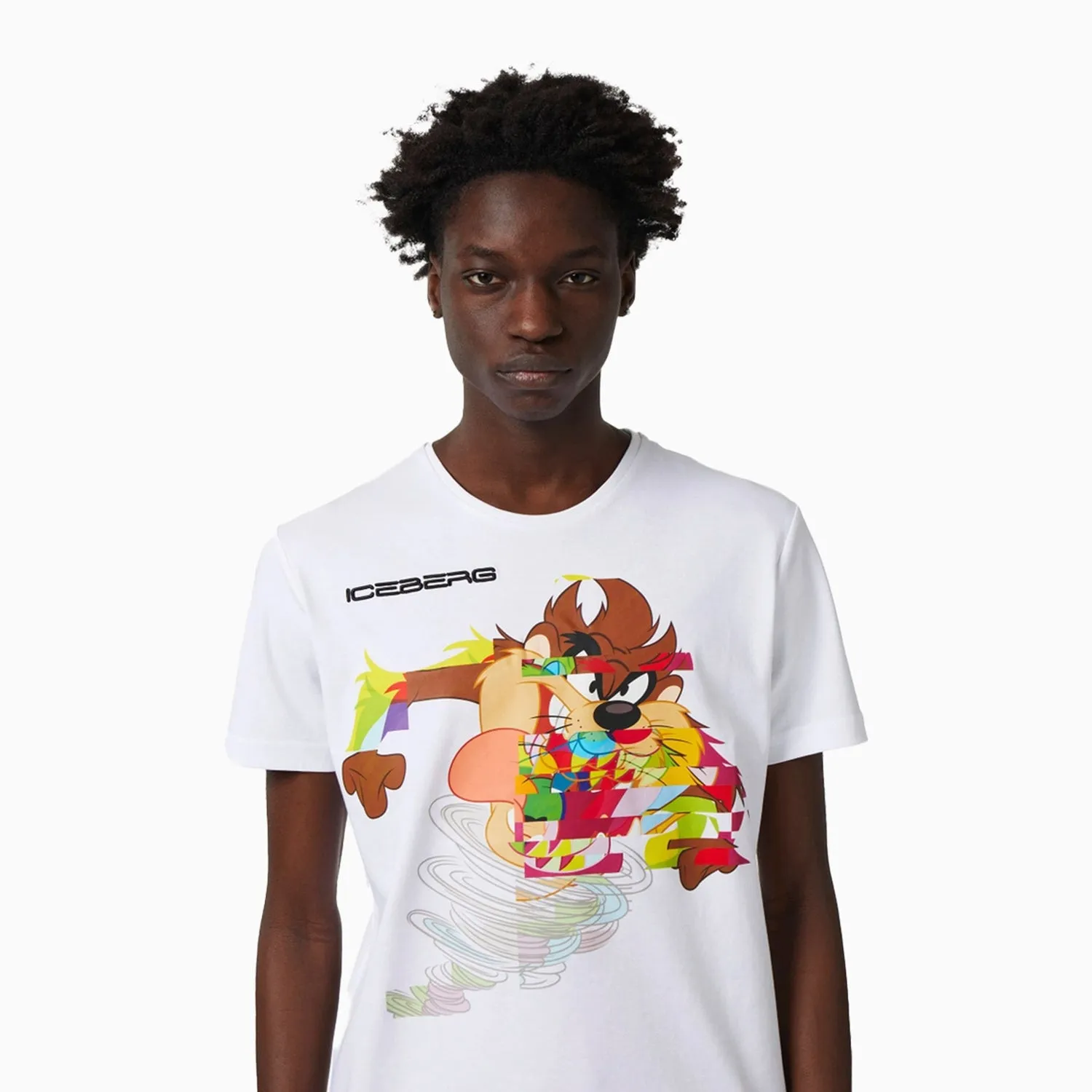 Men's White Taz T Shirt With Iceberg Logo