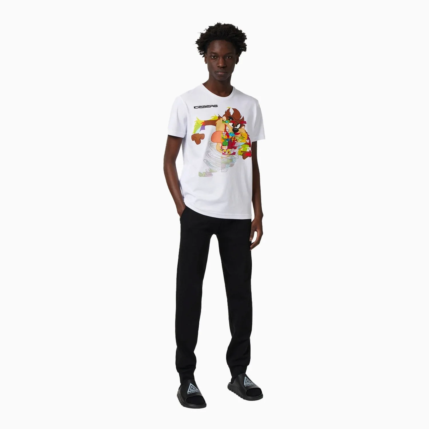 Men's White Taz T Shirt With Iceberg Logo