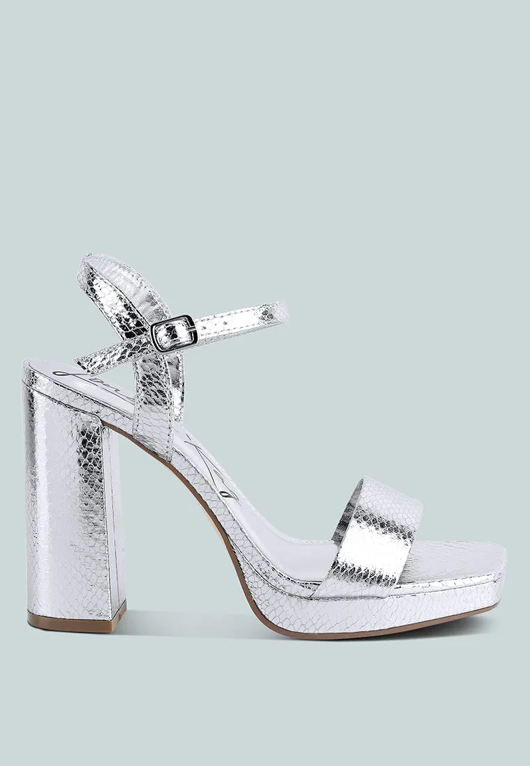 Merengue Textured High Block Heel Sandals