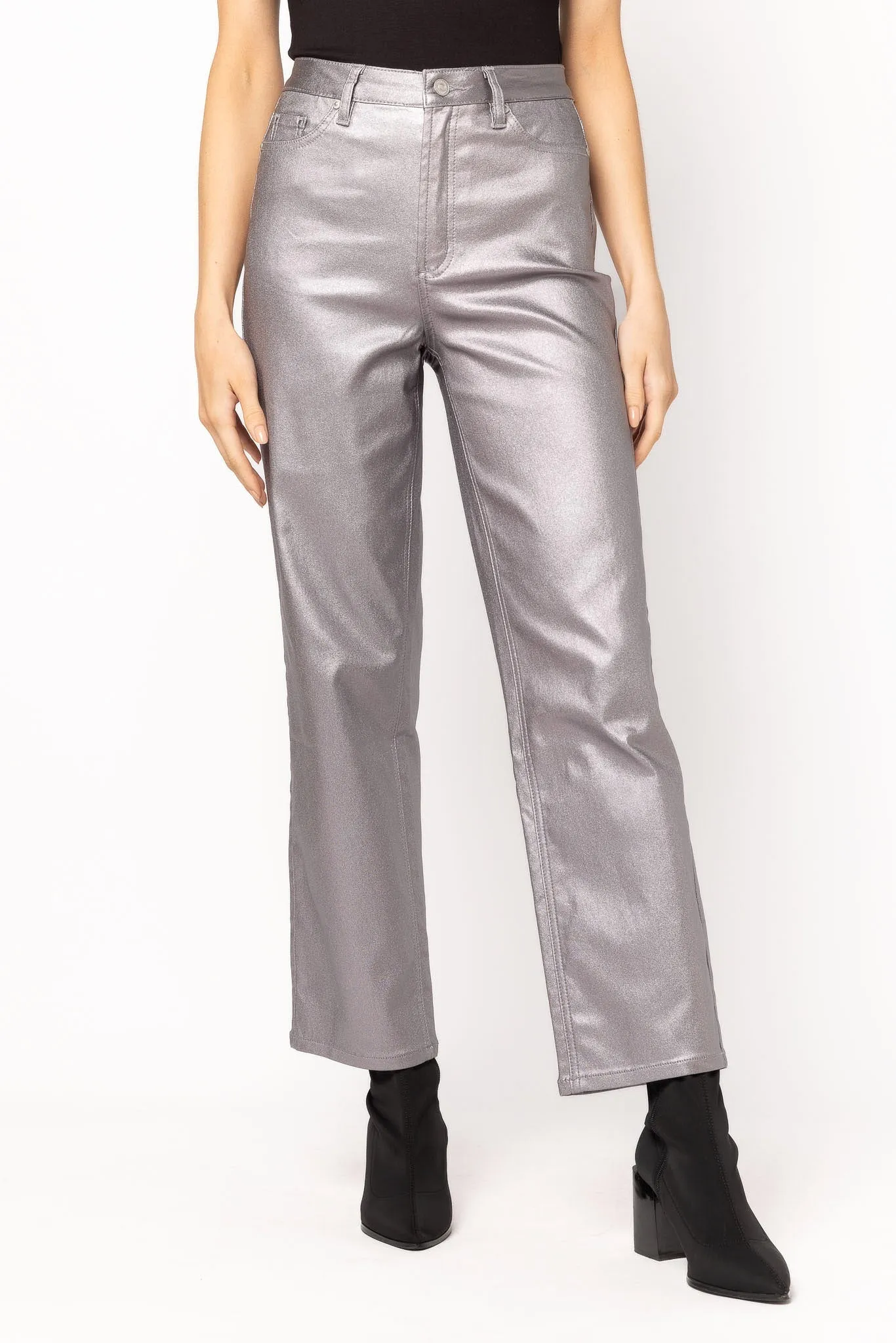 Metallic Gray Dad Jean by Almost Famous