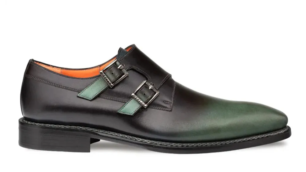 Mezlan Forest Green Pintor Multi-Tone Double Monk Straps Men's Shoes Style No: 21244