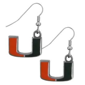 Miami Hurricanes Chrome Dangle Earrings