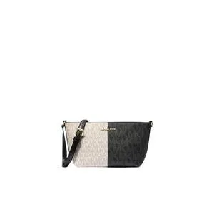 Michael Kors Jet Set Travel Crossbody Bag Small Two-Tone Logo In Black Multi 35F4GTVC1V