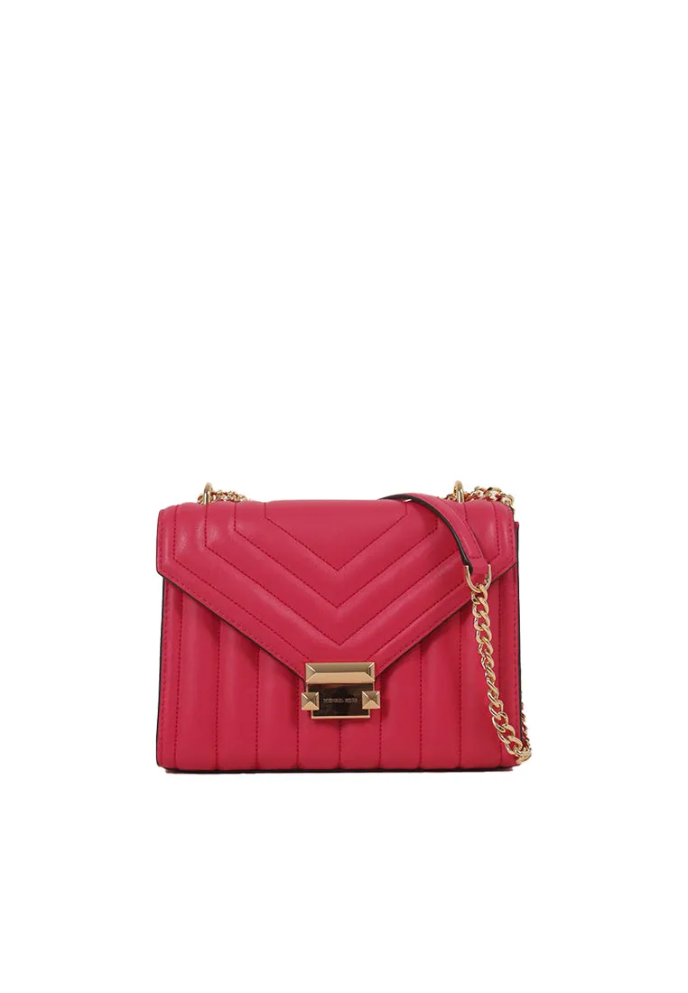 Michael Kors Whitney Medium Flap Chain Shoulder Bag In Electric Pink 35R4GWHL6U