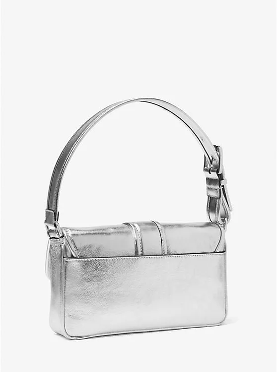 Michael Michael Kors Colby Medium Metallic Leather Bag, Silver