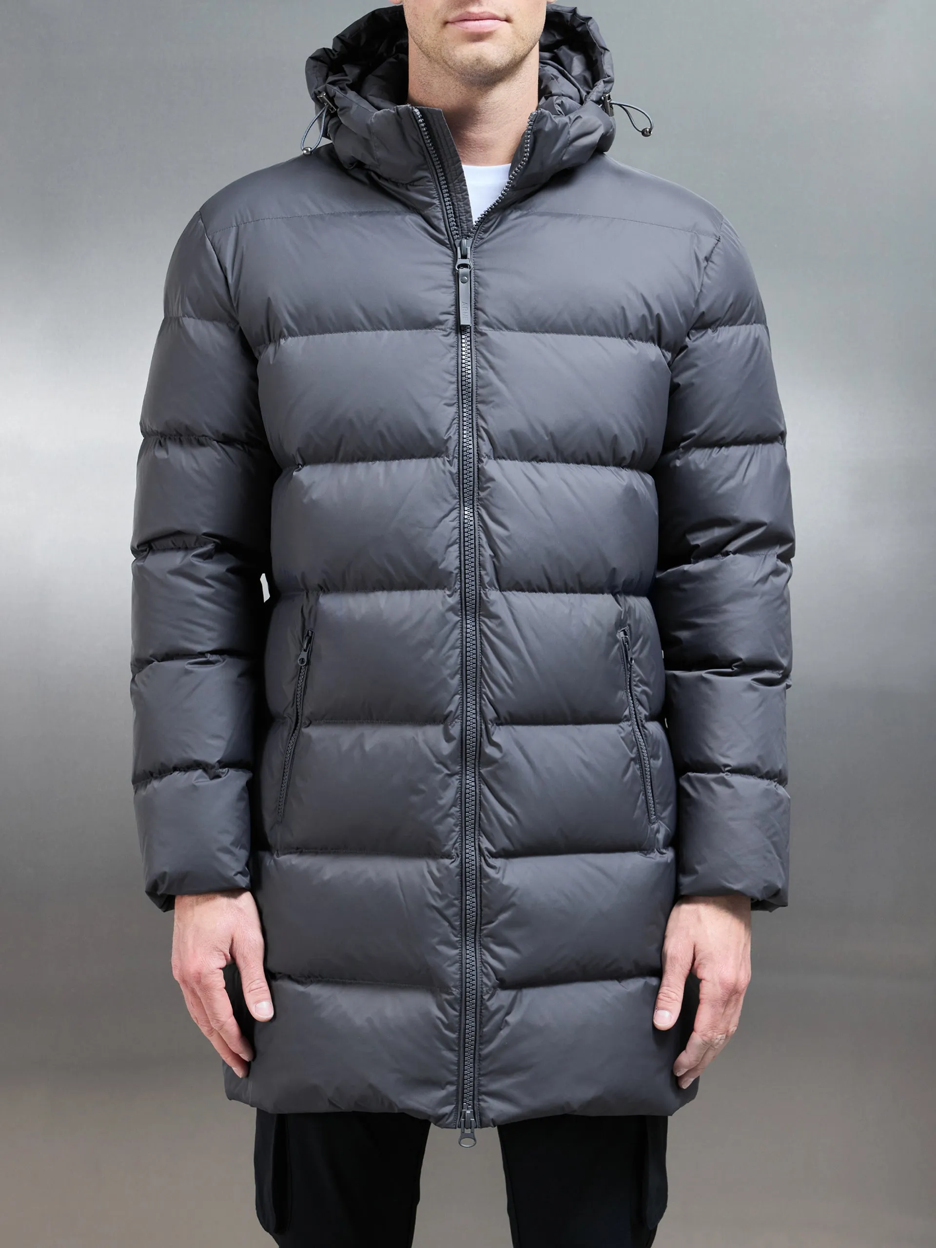 Mid Length Down Jacket in Grey