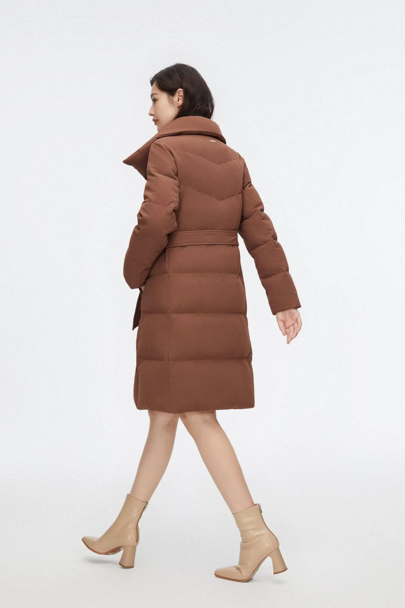 Mid-length Goose Down Jacket With Lapel