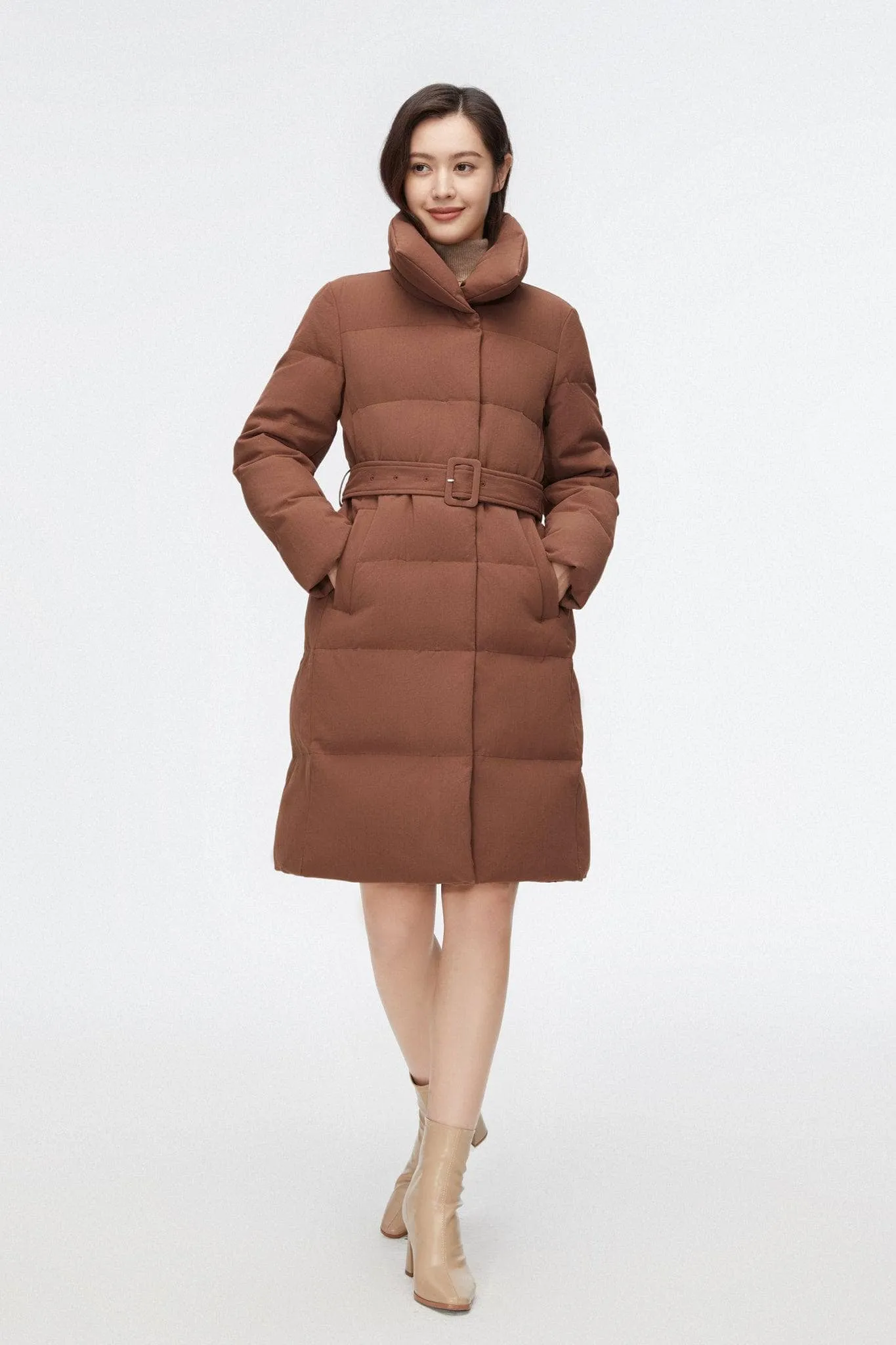 Mid-length Goose Down Jacket With Lapel