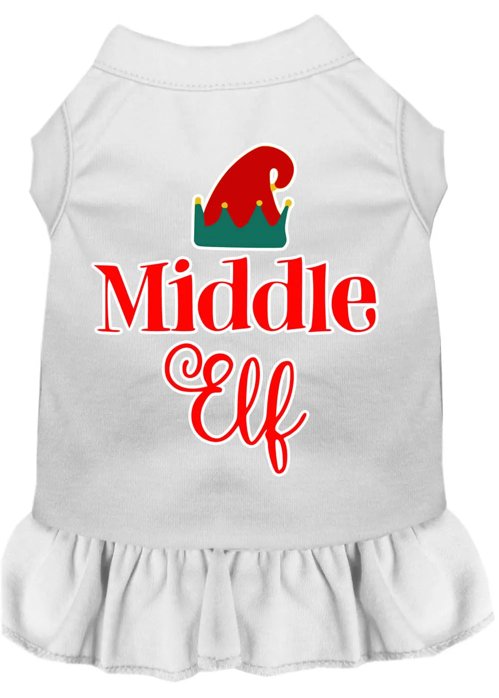 Middle Elf Screen Print Dog Dress White Xxl