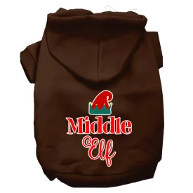 Middle Elf Screen Print Dog Hoodie Brown Xl