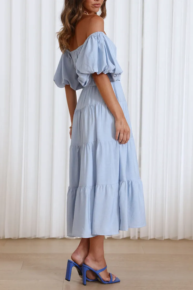 Midi Sky Blue Off Shoulder Maxi Dresses