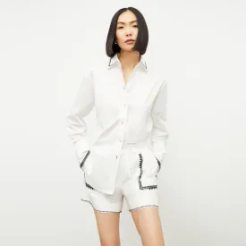 Mila Button-Down - Poplin Embroidery :: White