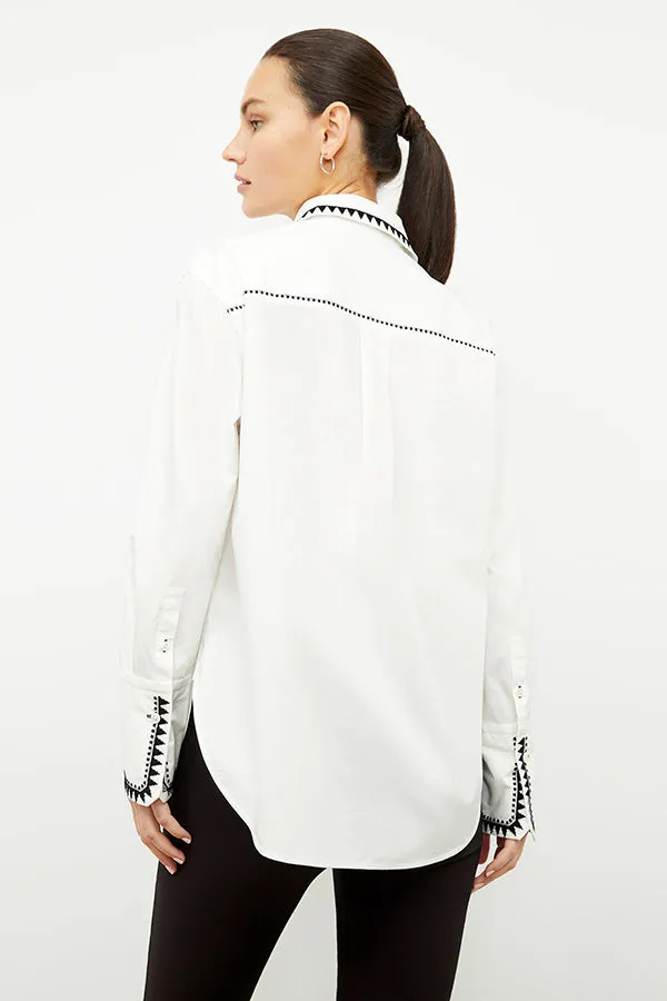 Mila Button-Down - Poplin Embroidery :: White