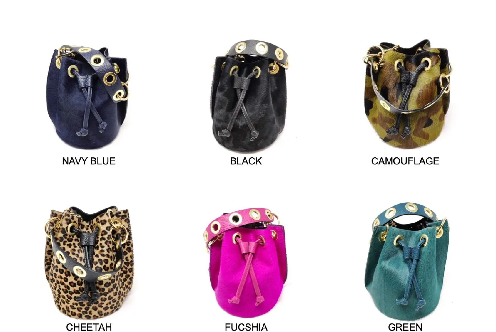 Mila Genuine Leather Pony Hair Bucket Bag | Leopard