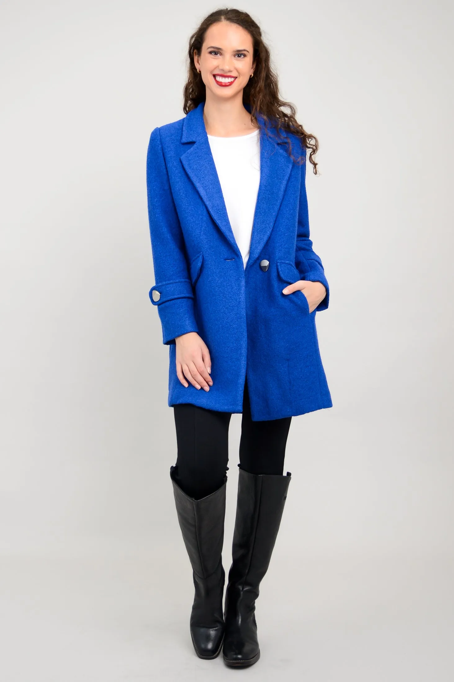 Milan Coat, Cobalt, Boiled Wool