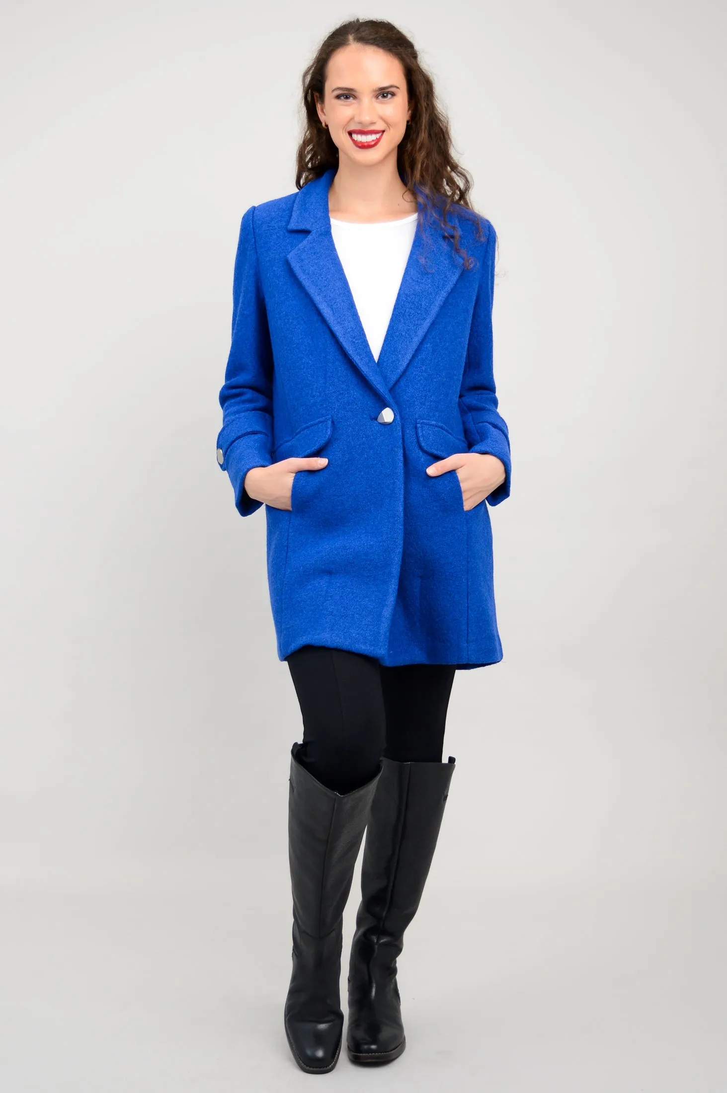 Milan Coat, Cobalt, Boiled Wool