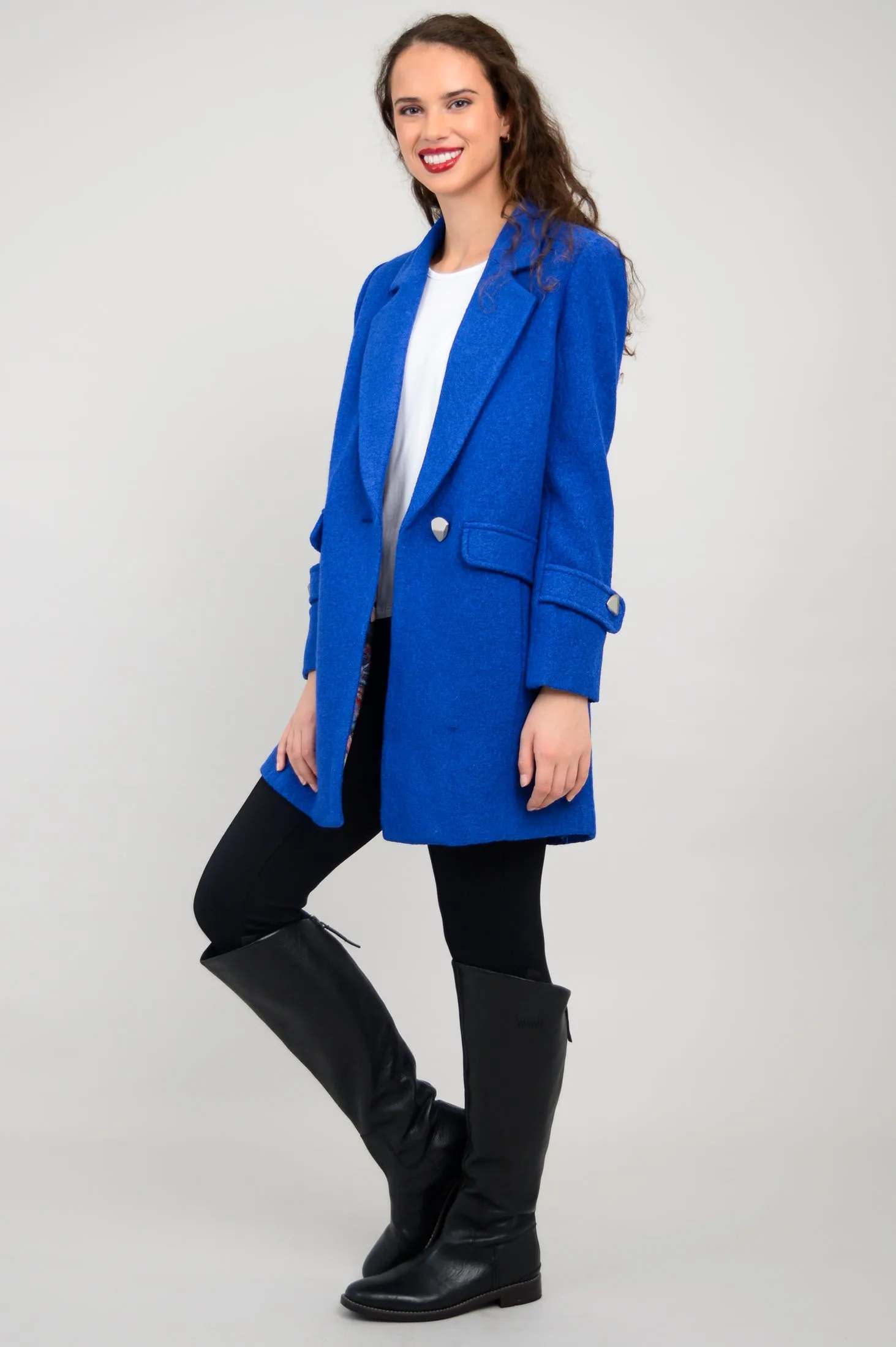 Milan Coat, Cobalt, Boiled Wool