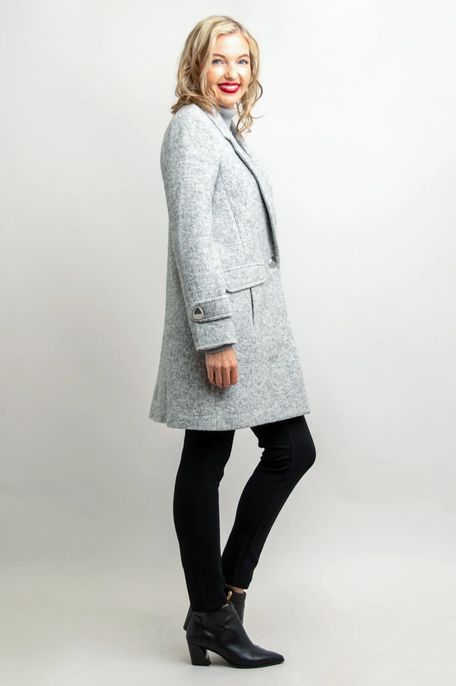 Milan Coat, Sleet Grey, Boiled Wool