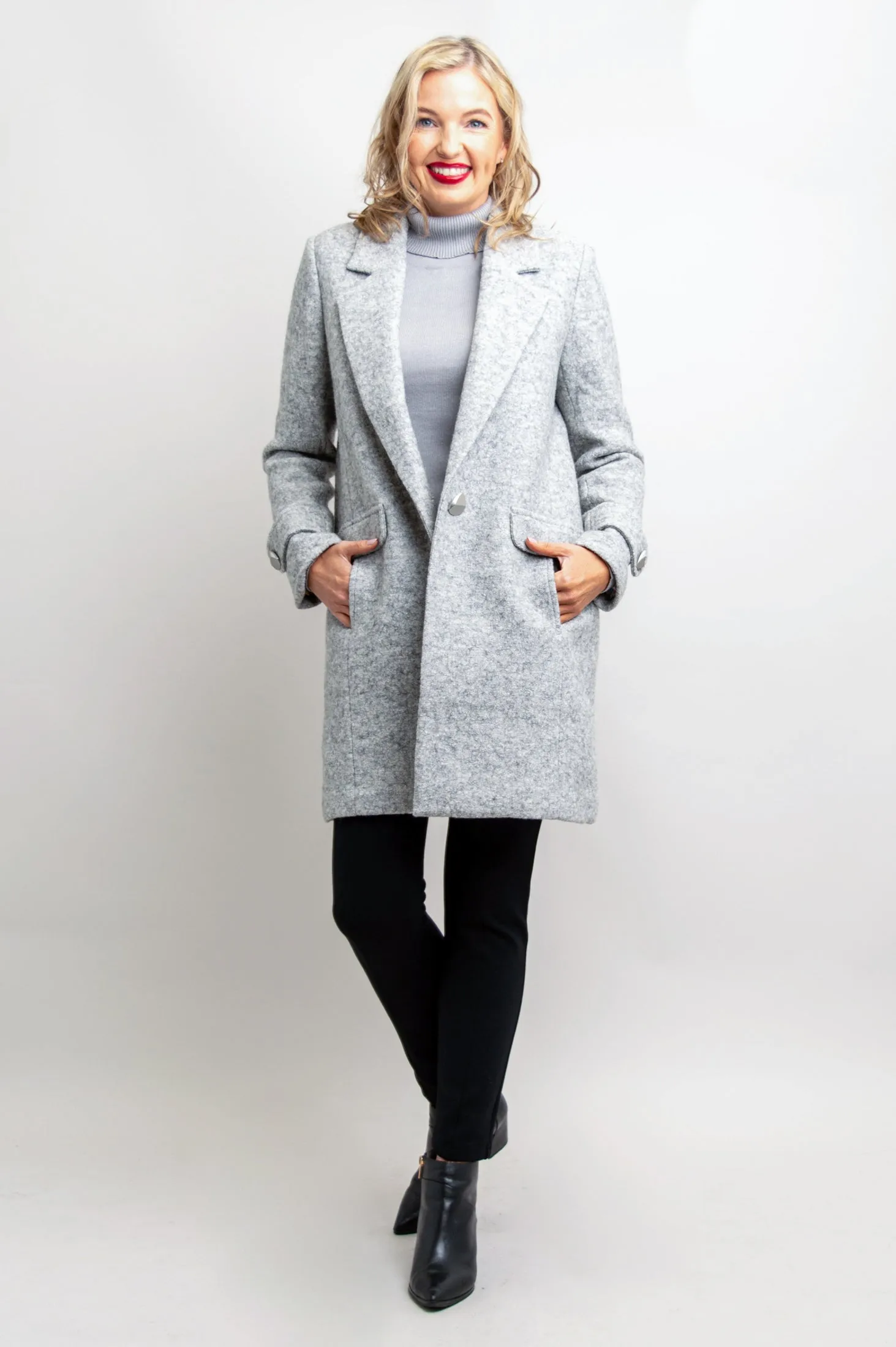 Milan Coat, Sleet Grey, Boiled Wool