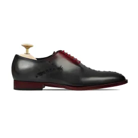 Milano - Men's Charcoal Oxblood Patina Calf Leather Wholecut Shoe