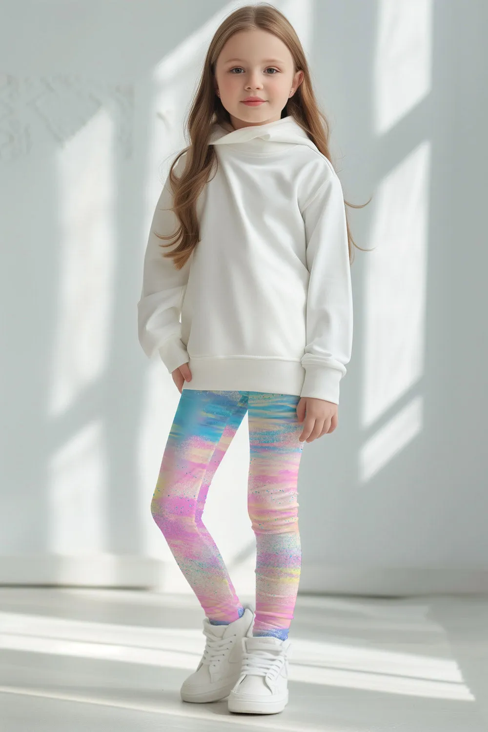 Milkshake Lucy Pink & Blue Tie Dye Printed Cute Leggings - Kids