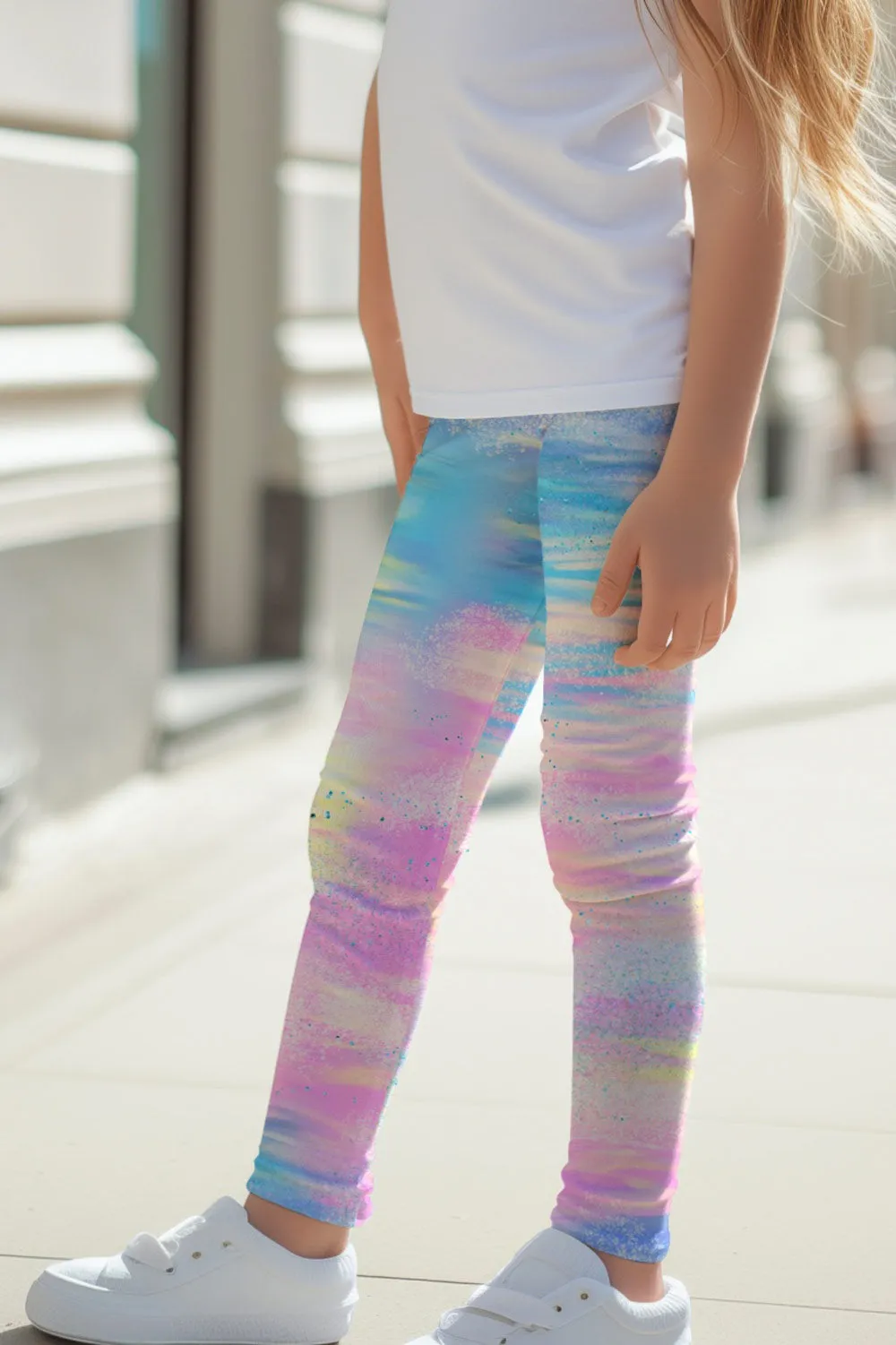 Milkshake Lucy Pink & Blue Tie Dye Printed Cute Leggings - Kids