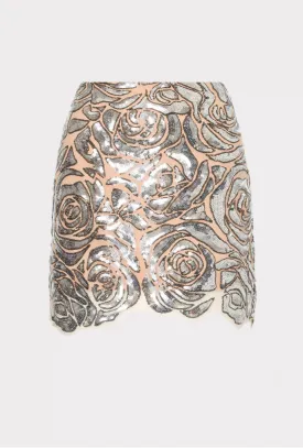 Milly Kristina Rose Sequin Mini Skirt Silver