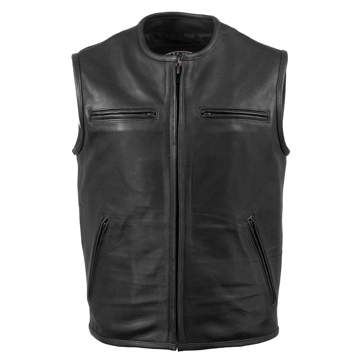 Milwaukee Leather USA MADE MLVSM5001 Men's Black 'Steerhide' Premium Leather Motorcycle Club Style Vest