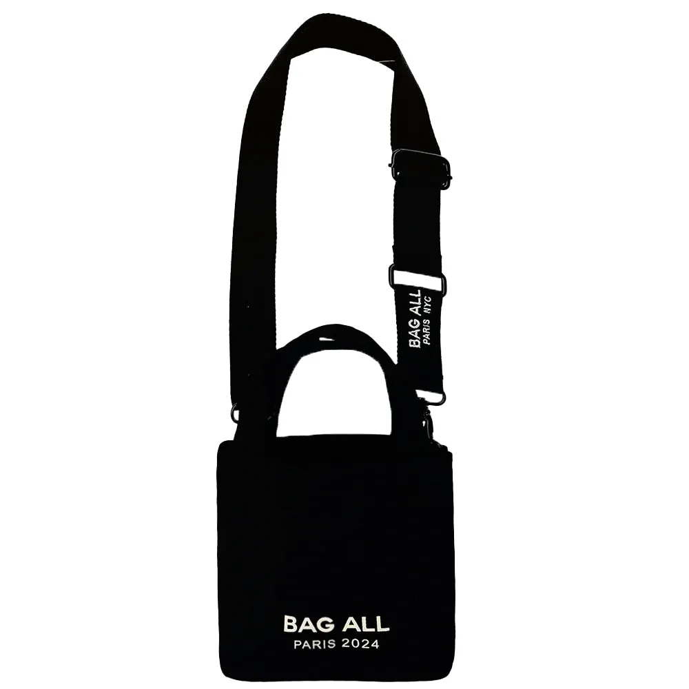 Mini Tote Bag with Strap and Inside Pocket, Black