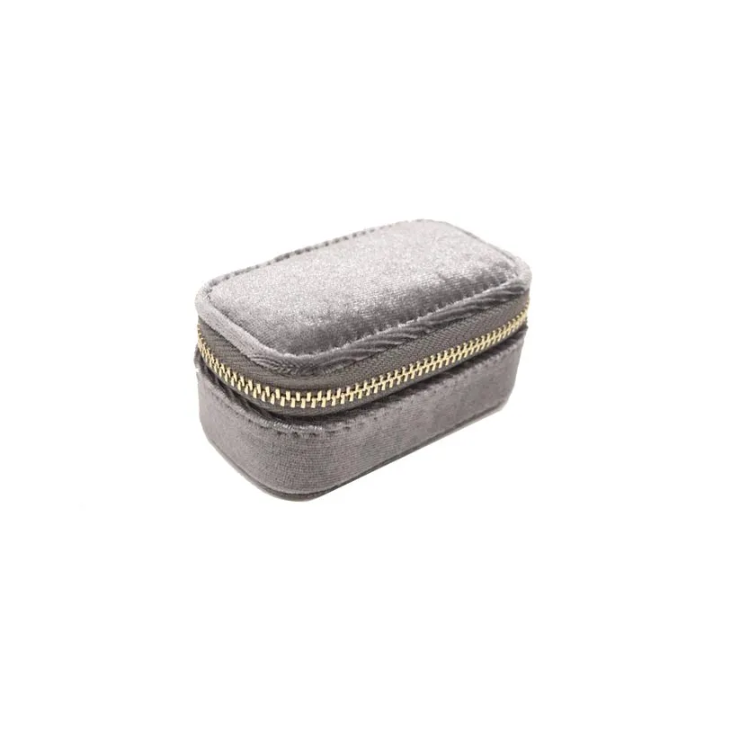 Mini Velvet Jewellery Box - Charcoal