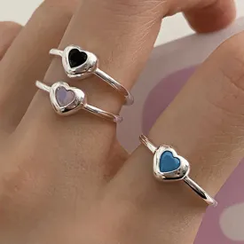 Minimalist Zircon Love Heart Adjustable Rings