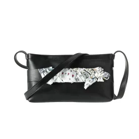 Miniso Fashion Crossbody Bag with Silk Like Scarf (Black)