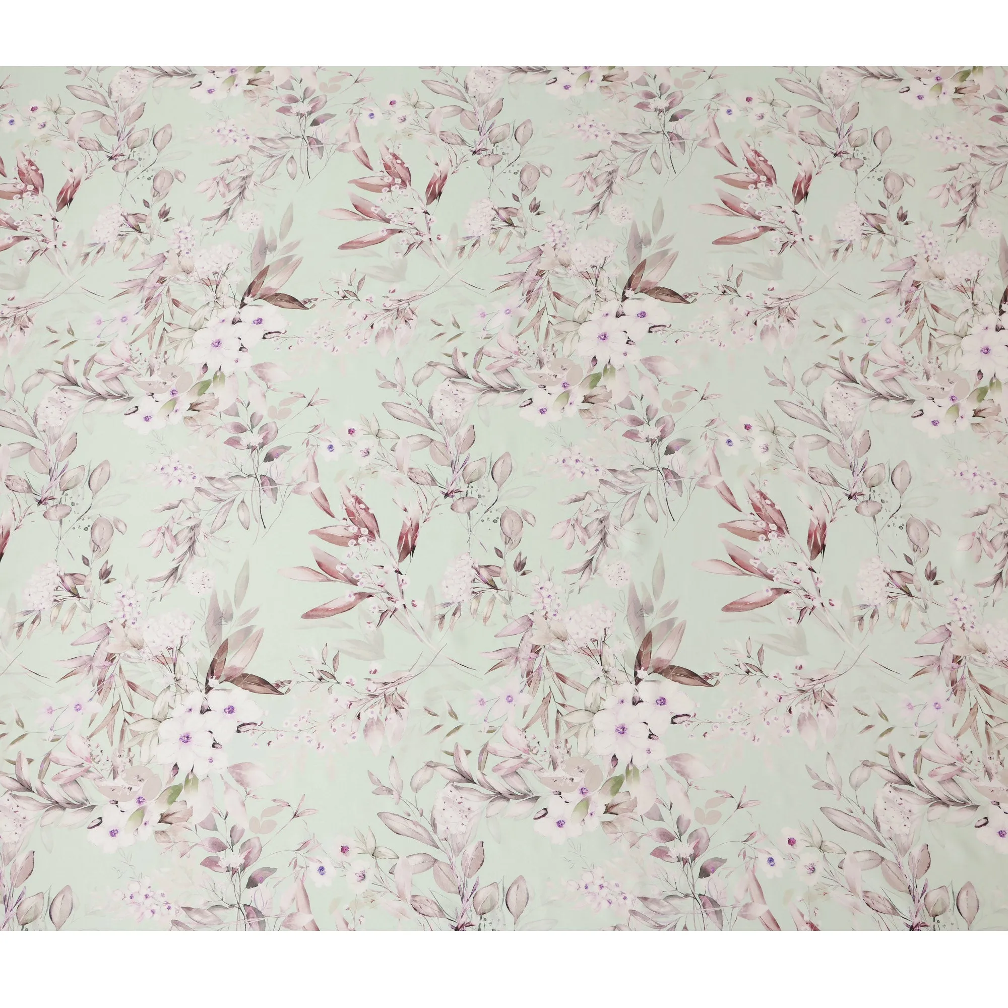 Mint Blush Floral Pure Silk Satin Fabric - 140 cm Width, Made in Italy-D20731