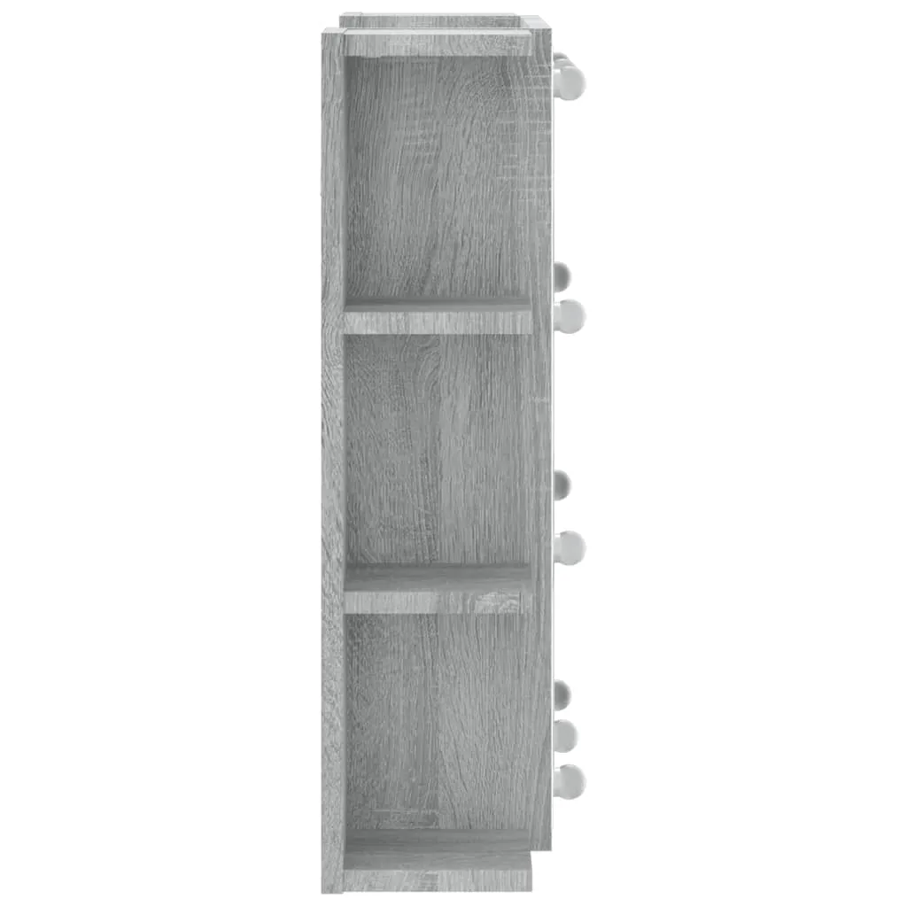 Mirror Cabinet with LED Grey Sonoma 70x16.5x60 cm