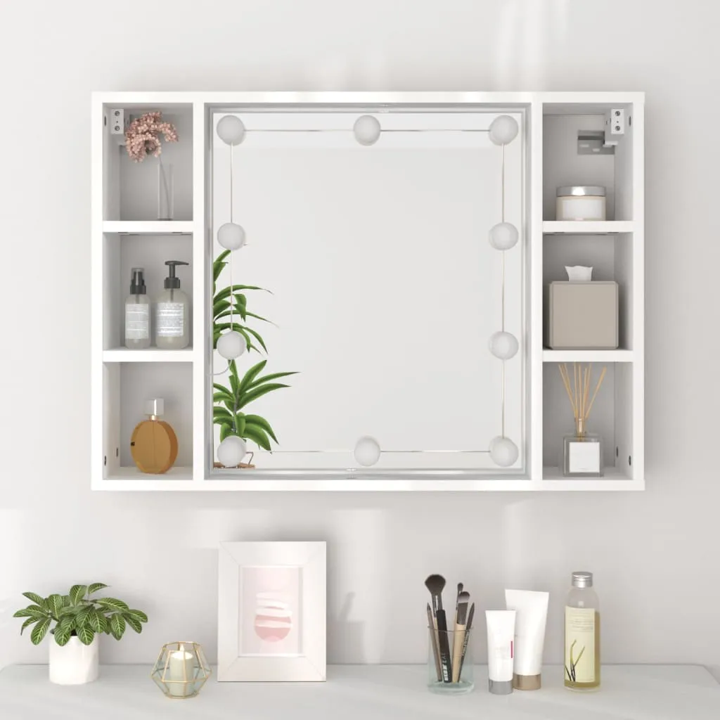 Mirror Cabinet with LED White 76x15x55 cm