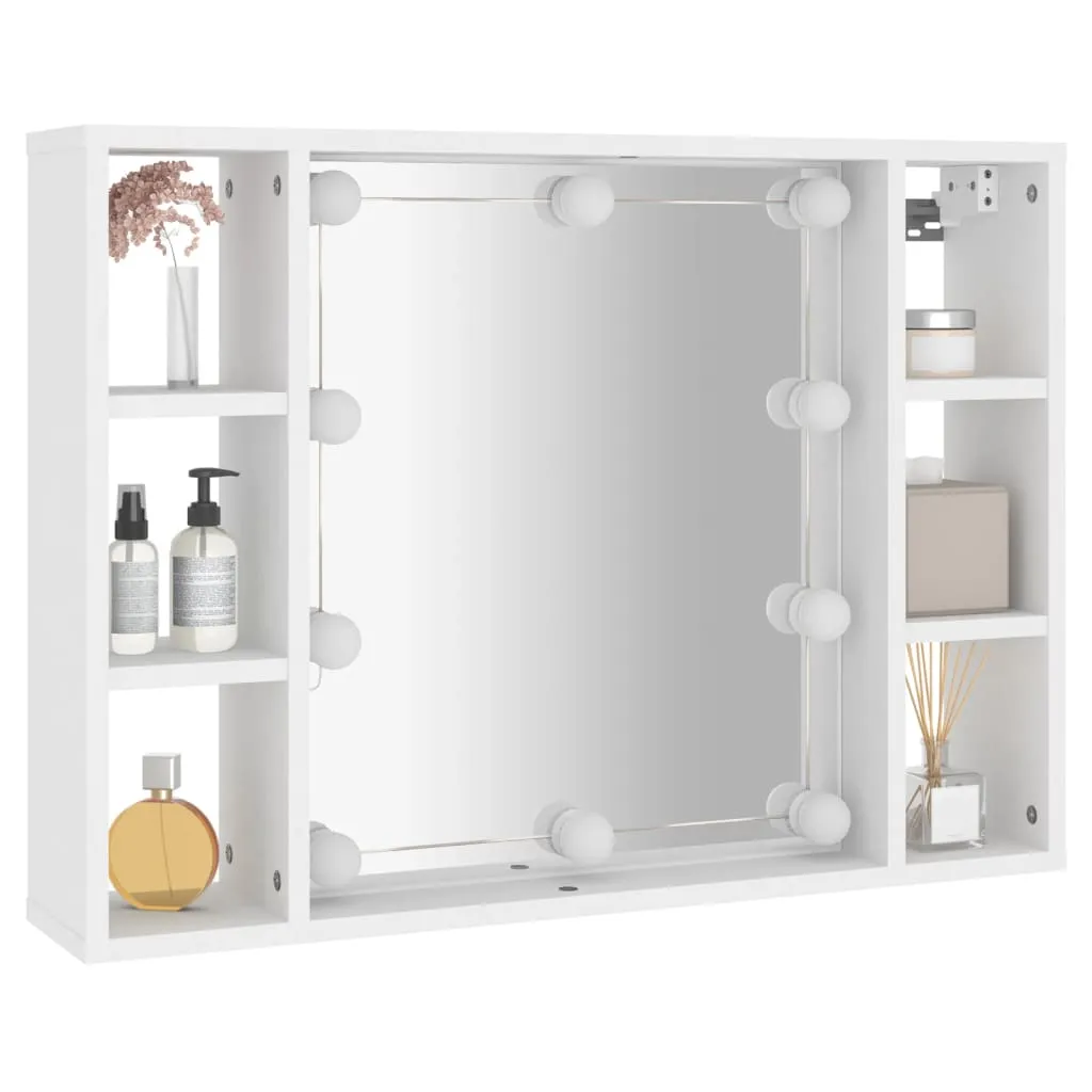 Mirror Cabinet with LED White 76x15x55 cm