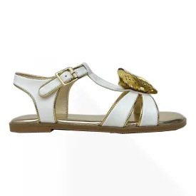 Miss Butterfly Sandal In White & Gold - Kids