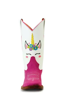 Miss Macie Bean Kids Girls White Glove Leather Unicorn Fashion Boots 4Y M