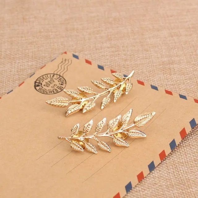 MissCyCy 2016 New Wedding Jewelry Suit shirt Collar Pin Gold Color/Silver Leaves Brooches Pins For Women