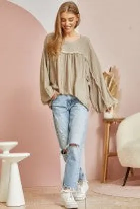 Mocha wash dyed poncho style shirt